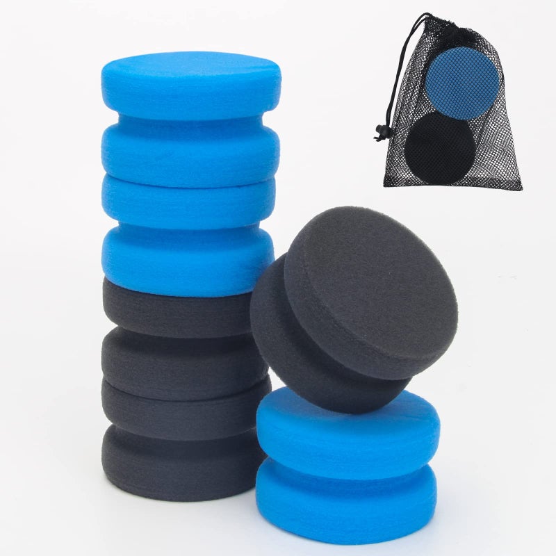 Boyistar Paint Sponge Black 6Pcs, Boyistar Detail Painting Sponge Double-Side Art Craft Round Sponges for Car Waxing, Wall Repairing Kitchen Cleaning Sponges with Storage Mesh Bag (3 Black + 3 Blue) - Image 1