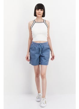 Gloria Vanderbilt Women Drawstring Plain Basic Short, Blue  - Image 2