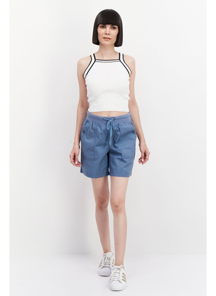 Gloria Vanderbilt - Women Drawstring Plain Basic Short, Blue - Image 1