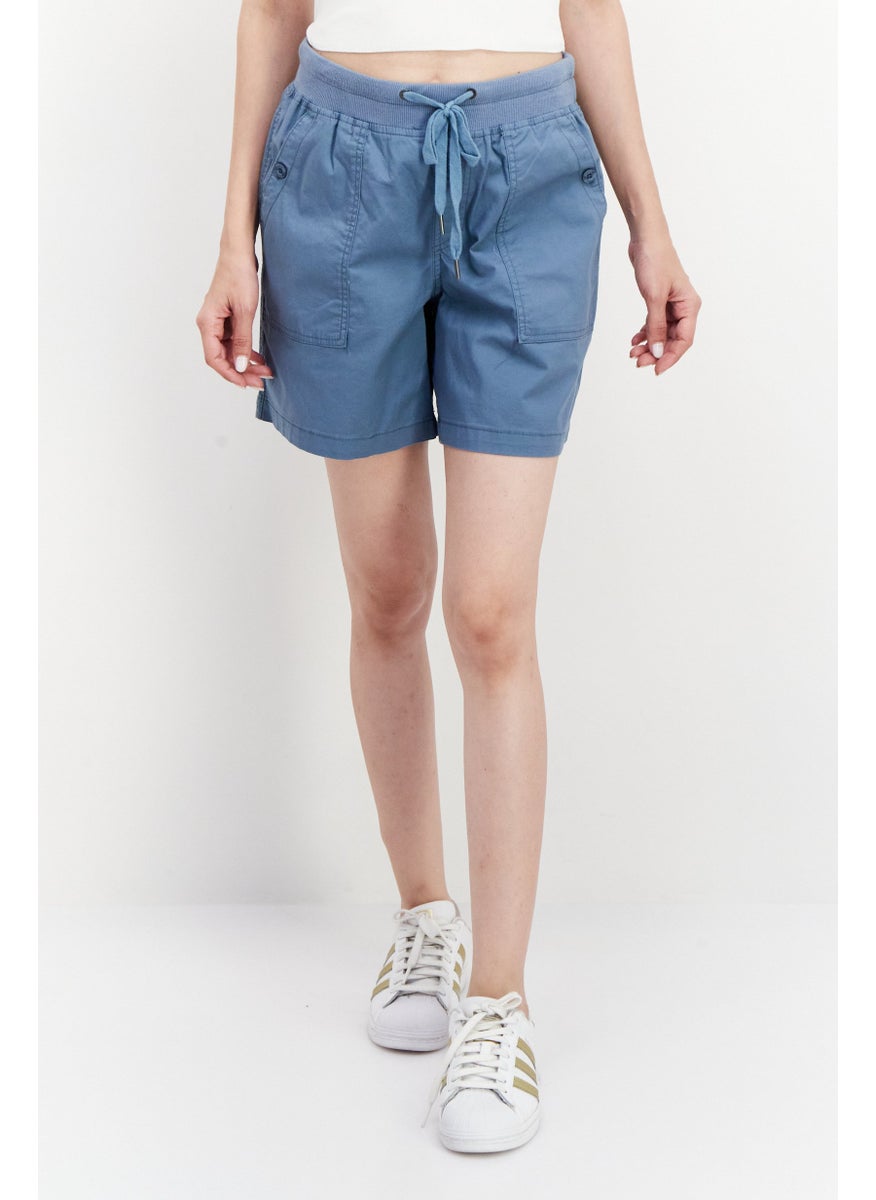 Gloria Vanderbilt - Women Drawstring Plain Basic Short, Blue - Image 1