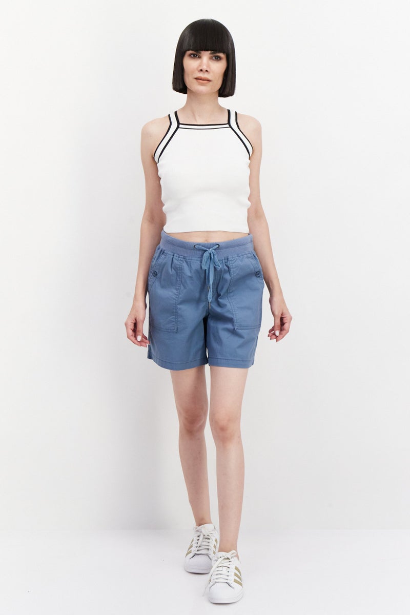 Gloria Vanderbilt Women Drawstring Plain Basic Shorts, Blue - Image 2
