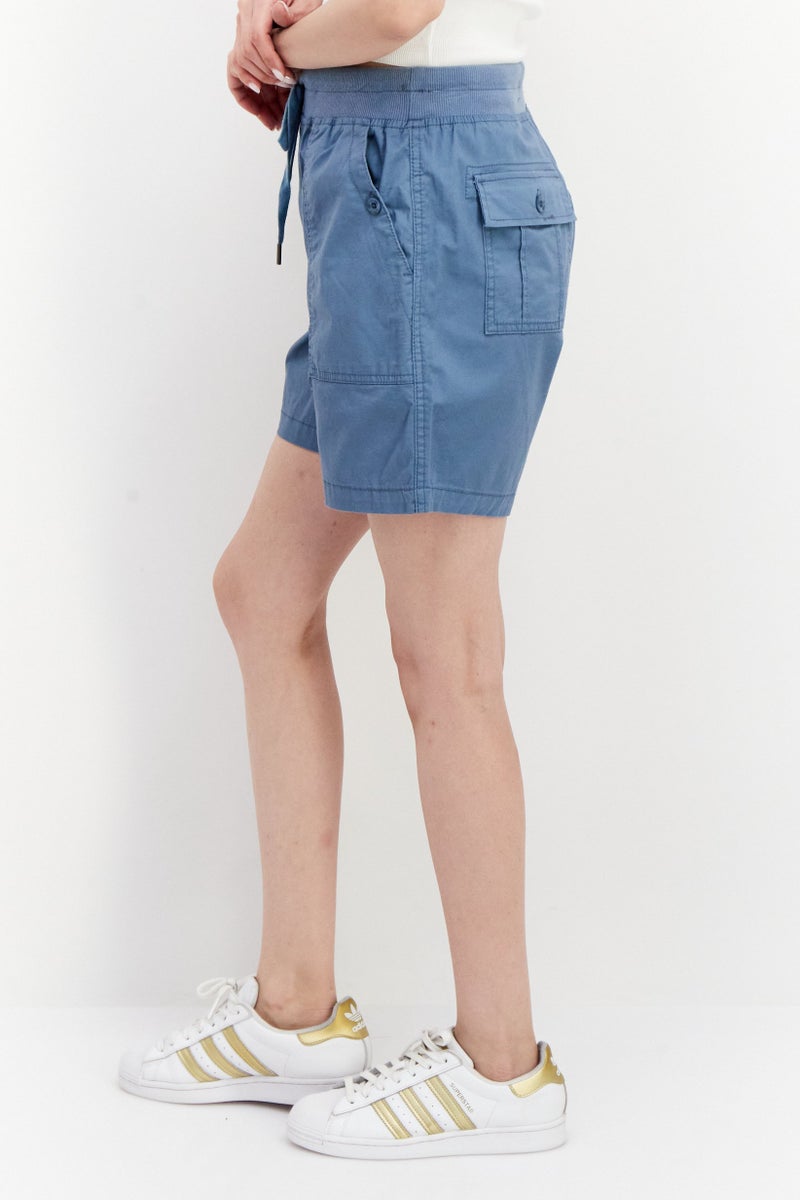 Gloria Vanderbilt Women Drawstring Plain Basic Shorts, Blue - Image 4