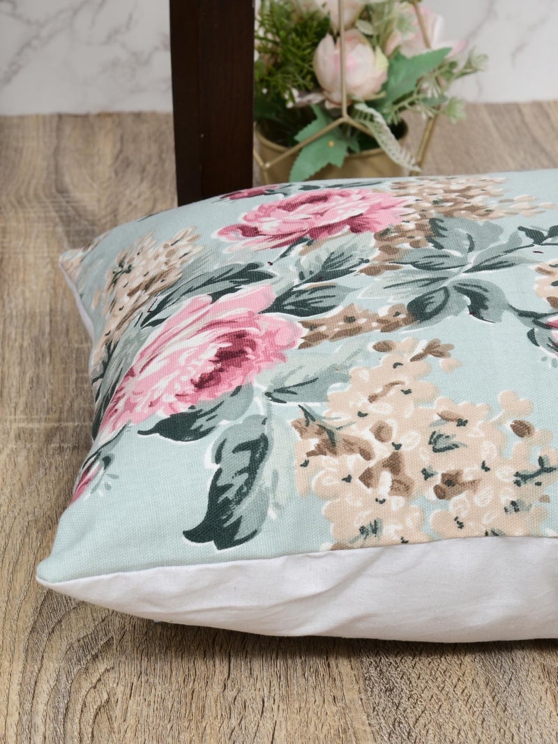 Clasiko Premium Duck Cotton Decorative Throw Cushion Covers for Sofa Living Room ; Set of 5; 22x22 Inches; Floral Embrace - Image 4