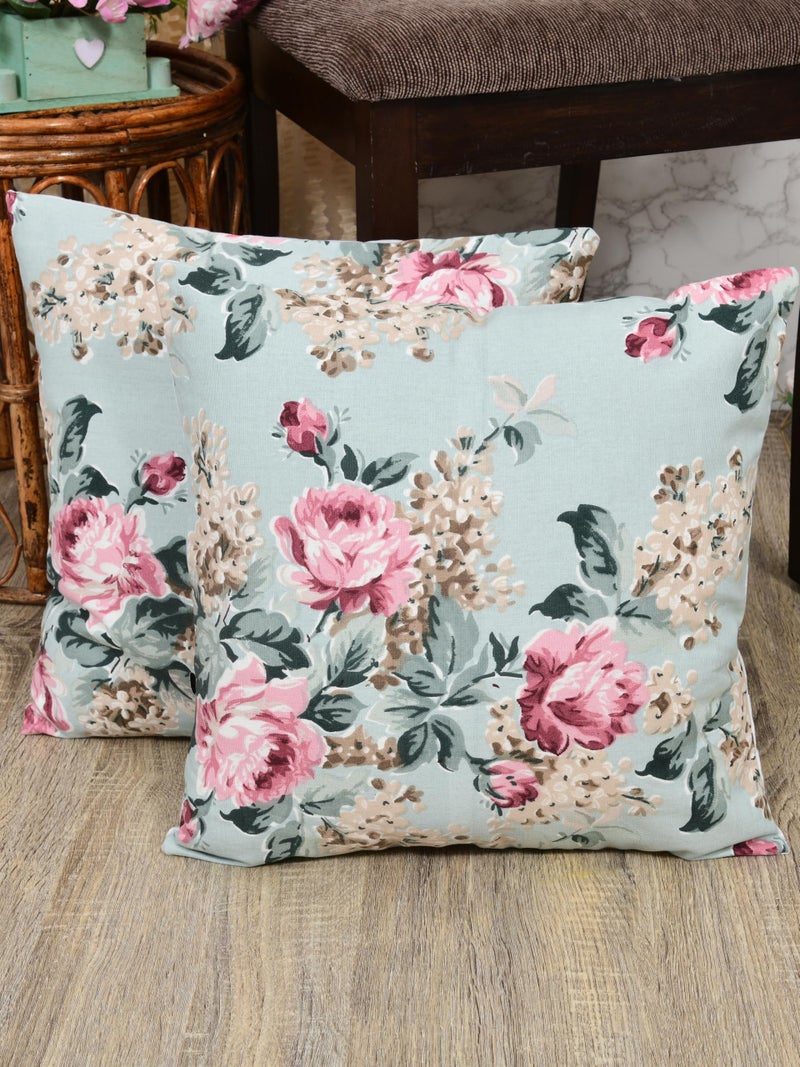 Clasiko Premium Duck Cotton Decorative Throw Cushion Covers for Sofa Living Room ; Set of 5; 22x22 Inches; Floral Embrace - Image 2