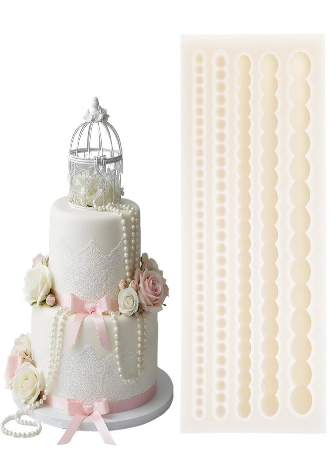 Ymapinc Pearl Chain mould for Cake Border, 5 Sizes Silicone Pearl Fondant Molds for Chocolate Cupcake Toppers Cookies Candy Handmade Candle Wedding Birthday Christmas Valentine's Day - Image 1