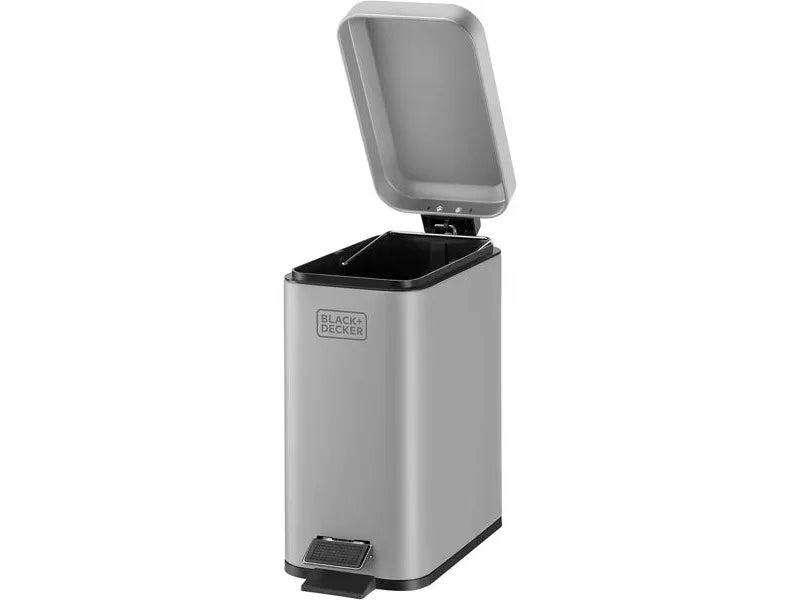 Black+Decker Slimline Soft Close Recycle Pedal Bin Grey and Black 5 Liter 61238 - Image 3