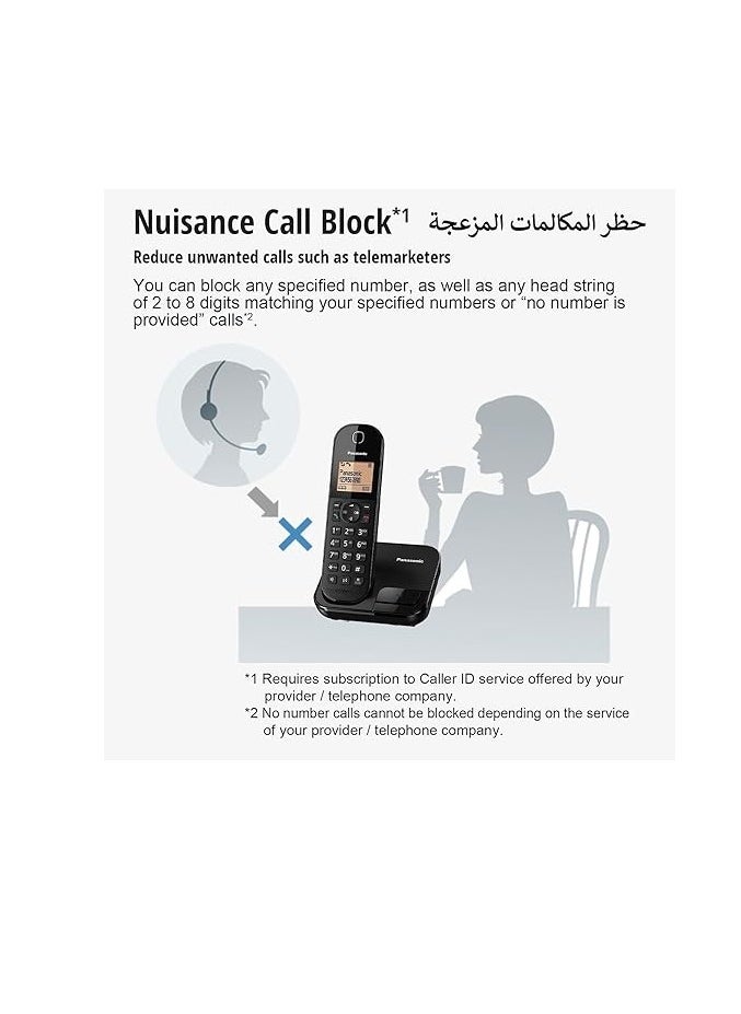 Panasonic Panasonic KX-TGC410 DECT Cordless Phone Stylish, Compact Base Unit – Black  - Image 5