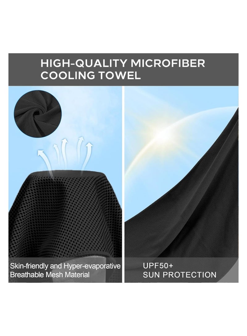 VIUAUAX Technical cooling sports towel, ice towel for neck and face, cold towel with silicone portable storage box, breathable sweat towel for yoga, running, gym and outdoor sports, 90cm x 30cm (Black) - Image 2