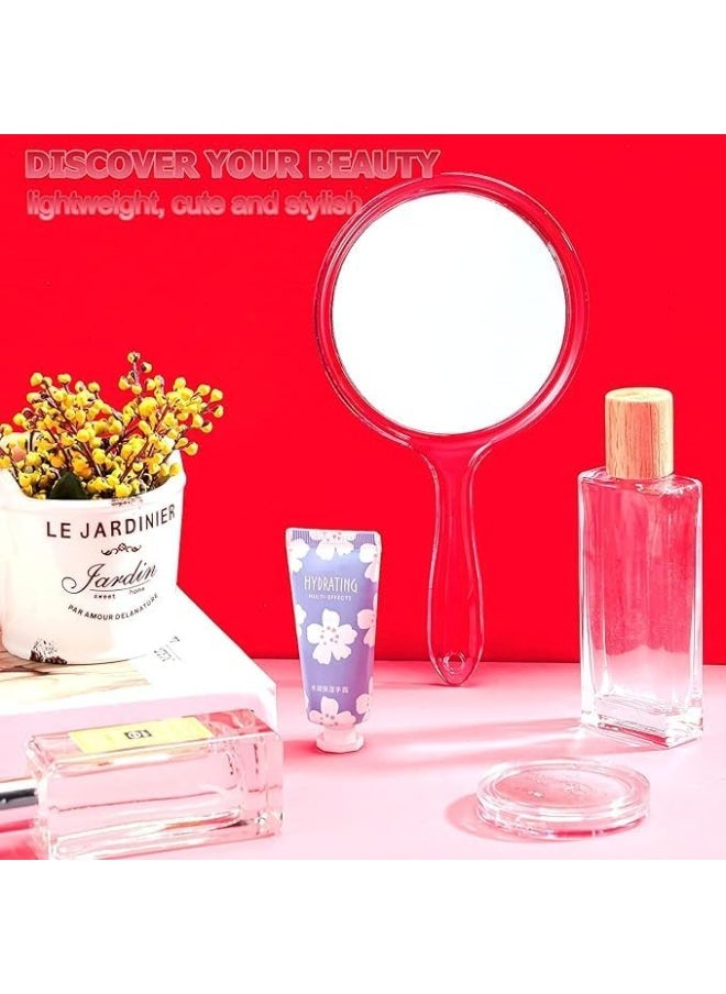 Acrylic Makeup Mirror Round Shape Handheld Mirror for Bathroom Vanity Table Barber Salon Travel Kit Elegant Compact Design for Easy Carrying and Storage - Multicolor