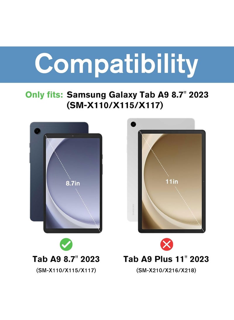 بازار واقي شاشة من قطعتين لجهاز Galaxy Tab A9 مقاس 8.7 بوصة 2023 - زجاج مقسّى عالي الوضوح بصلابة 9H، واقي شاشة شفاف عالي الوضوح لجهاز SM-X110/X115/X117 - Image 2