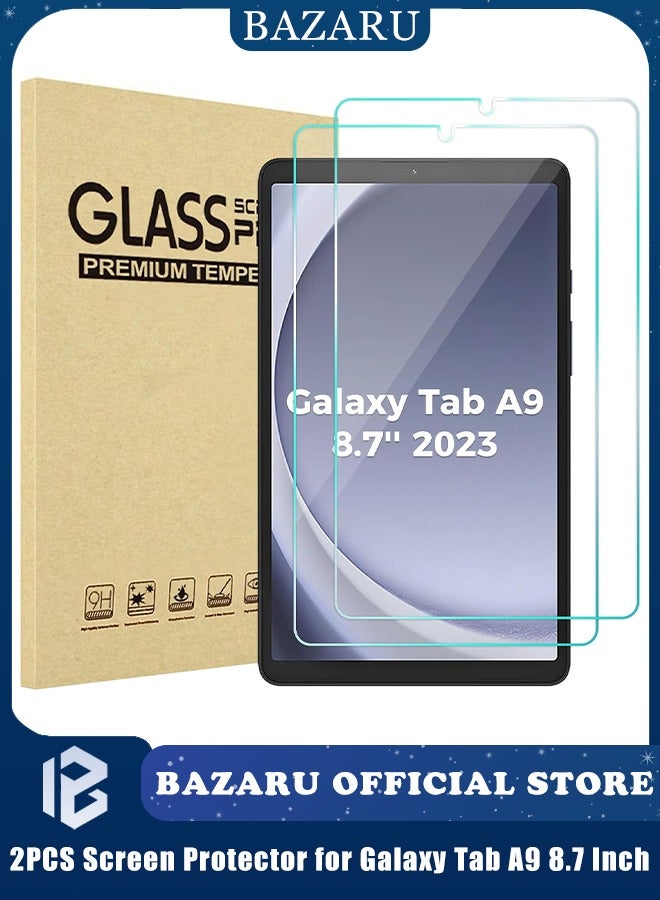 بازار واقي شاشة من قطعتين لجهاز Galaxy Tab A9 مقاس 8.7 بوصة 2023 - زجاج مقسّى عالي الوضوح بصلابة 9H، واقي شاشة شفاف عالي الوضوح لجهاز SM-X110/X115/X117 - Image 1