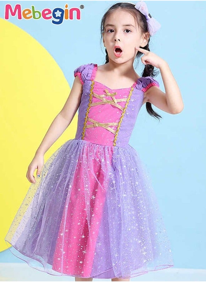 MEBEGIN - Princess Dresses for Girls with Magic Wands, Necklaces, Crowns, and Gloves,Princess Costume Kids Costumes Dress Up with Accessories Special Occasion Dresses Purple - Image 1