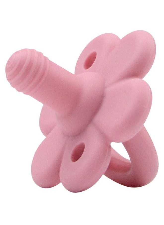 Baby Silicone Pacifier Teether, Anti Flatulence Baby Pacifier Teether for Babies 0-6 Months, Soft Teething Pacifiers for Babies Baby Teething Relief Deep Pink