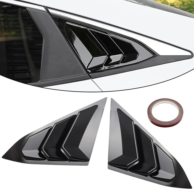 HTRACING for 10th Gen Civic Sedan Rear Side Window Louvers Air Vent Scoop Shades Cover Blinds Racing Style Compatible with Civic Sedan 2021 2020 2019 2018 2017 2016 (Bright Black) - Image 1