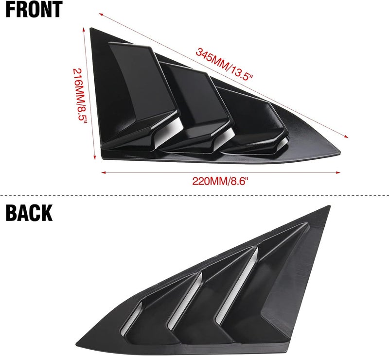 HTRACING for 10th Gen Civic Sedan Rear Side Window Louvers Air Vent Scoop Shades Cover Blinds Racing Style Compatible with Civic Sedan 2021 2020 2019 2018 2017 2016 (Bright Black) - Image 2