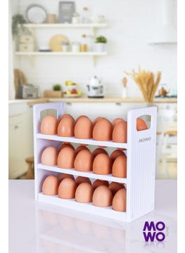 Mowo Home 30 Compartment Egg Cup, 3 Tier Egg Rack, Storage Container White  - Image 4