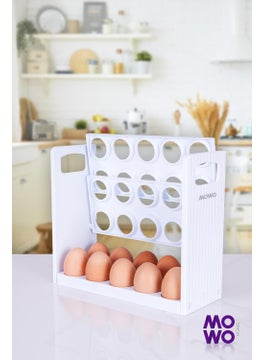 Mowo Home 30 Compartment Egg Cup, 3 Tier Egg Rack, Storage Container White  - Image 2