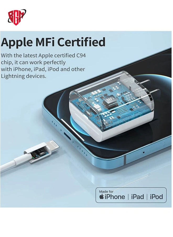 BGM - iPhone 12 13 Fast Charger,Fast iPhone Charger [Apple MFi Certified]Lightning Cable 20W Type C Charger USB C Fasting Charging Plug Adapter Compatible with iPhone13/13 Pro Max/12/12 Pro/11/XS/XR/X,iPad - Image 1