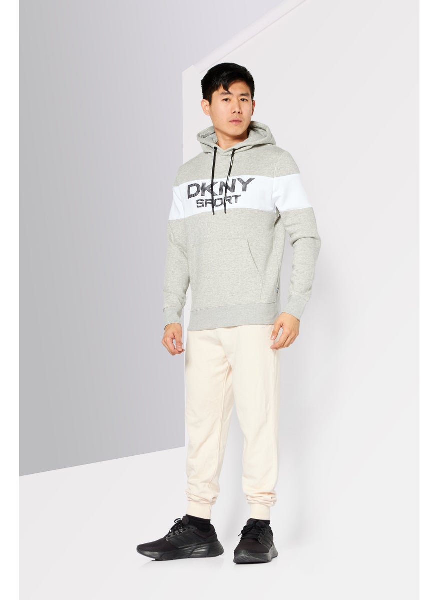 DKNY Sport Men Sportswear Fit Training Hoodie, Grey Combo  - Image 2