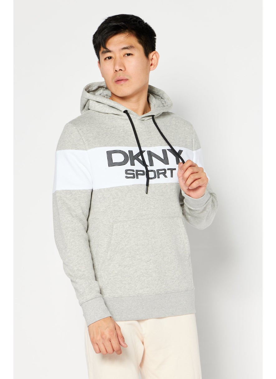 DKNY Sport Men Sportswear Fit Training Hoodie, Grey Combo  - Image 1