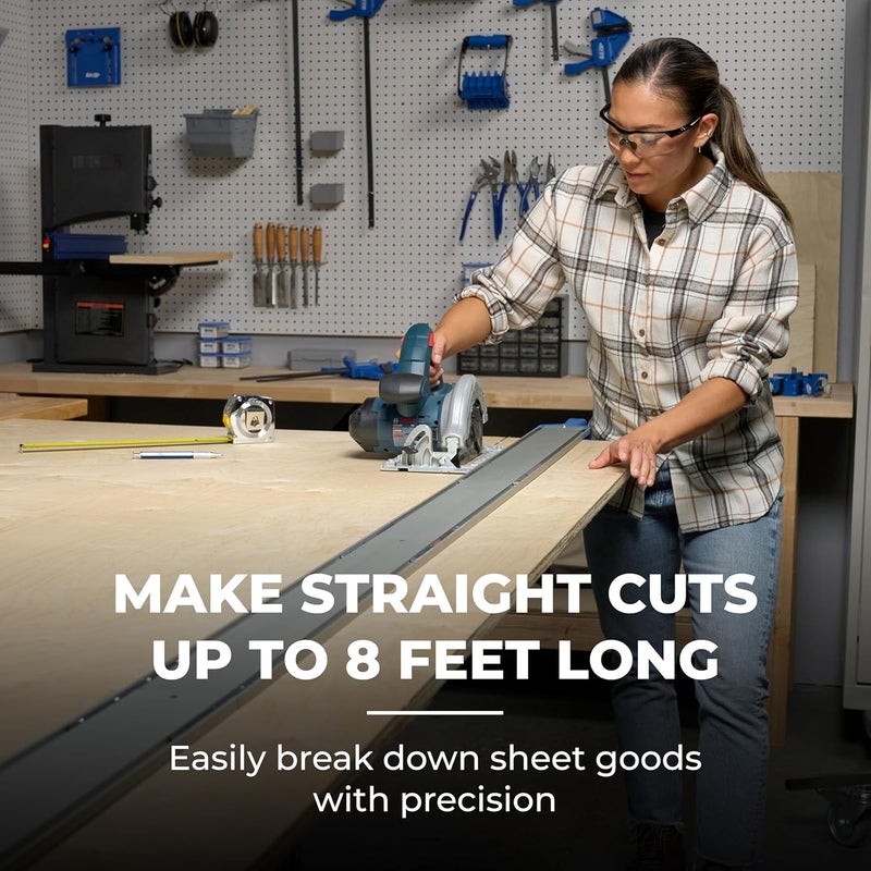 Kreg KMA4700-E Straight Edge Guide XL - 8 Ft - For Circular Saw - For Cross Cut & Rip Cut - Aluminum Guide Rails - Carpentry Tools & Accessories - Image 2