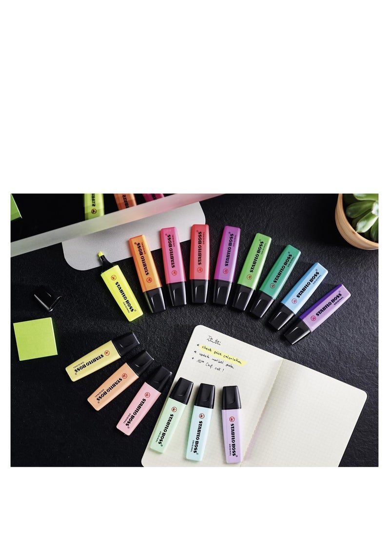 STABILO STABILO BOSS Original Fluorescent and Pastel Highlighters – Deskset of 15 Assorted Colours  - Image 4