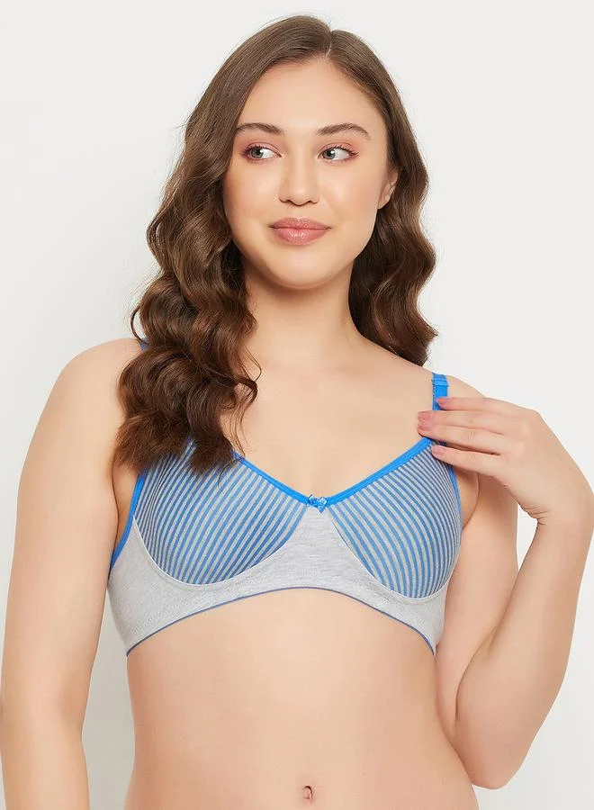 Clovia Non-Padded Non-Wired Full Coverage Striped Spacer Cup T-shirt Bra