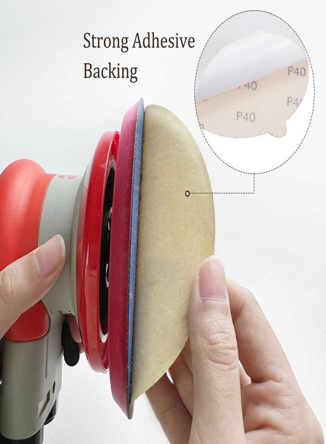 Kozelo 50pcs PSA Sanding Discs - [5 Inch x 40 Grit] Non-Hole Self Adhesive Sticky-Back Gold Sandpaper Discs with Tab for Automotive Car Paint Use, Aluminum Oxide, Round - Image 3