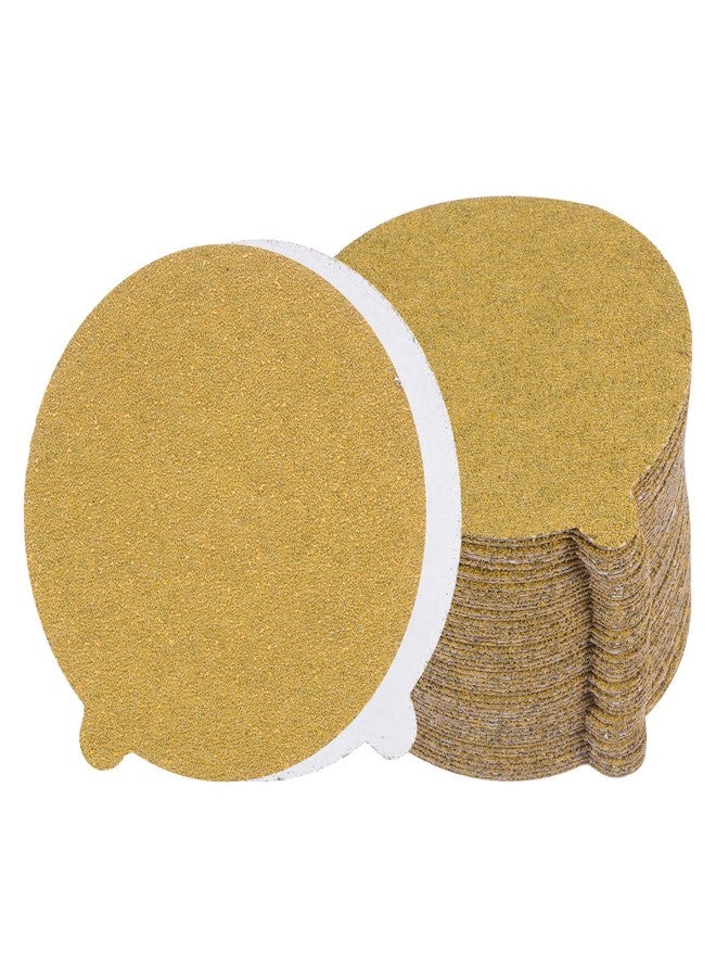 Kozelo 50pcs PSA Sanding Discs - [5 Inch x 40 Grit] Non-Hole Self Adhesive Sticky-Back Gold Sandpaper Discs with Tab for Automotive Car Paint Use, Aluminum Oxide, Round - Image 1