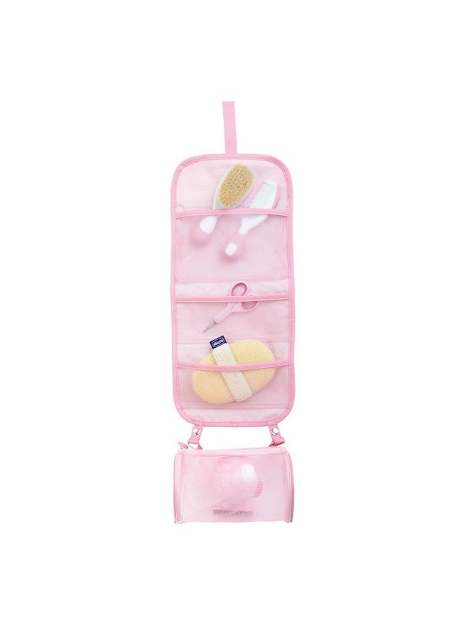 Chicco Chicco My First Beauty Set 5-in-1, Chicco Hygiene Set for Newborns, Products for Hygiene Children, Comb, Brush, Nail Scissors, Thermometer and Bath Sponge, Baby Accessories 0 Months, Pink  - Image 1