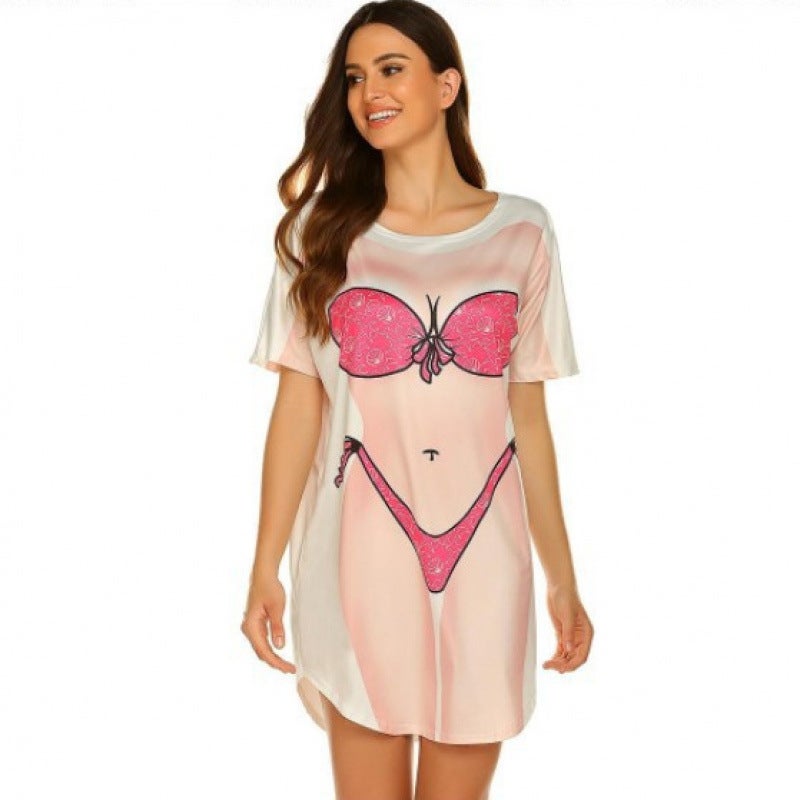 Women's Bikini Print Loose T-Shirt - Image 4