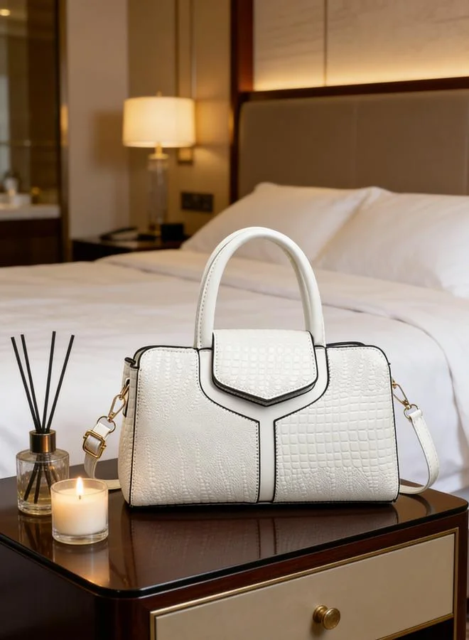 Take Two  White Croc-Embossed Handbag for Women | Best Price UAE