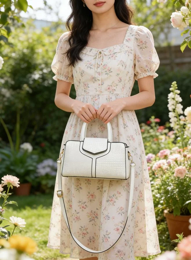 Take Two  White Croc-Embossed Handbag for Women | Best Price UAE