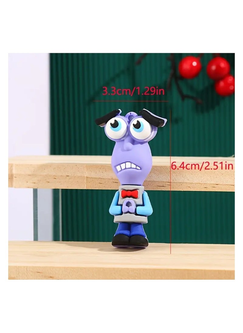 9 Assorted Inside Out Emotion Characters Silicone Set with Joy Fear Anger and Sadness Character Pendant Perfect for Collection Decoration Office or Bed Ornament Can be Used as Keychain for Home Car or Office Keys or Can be Hanged and Clipped on Bag Zippers Can be a Special Souvenir Gift for Your Loved Ones or Those Who Love the Movie Does Not Require Power and is Washable