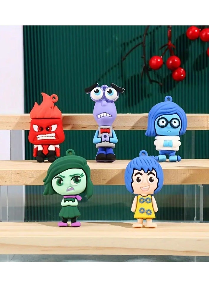 9 Assorted Inside Out Emotion Characters Silicone Set with Joy Fear Anger and Sadness Character Pendant Perfect for Collection Decoration Office or Bed Ornament Can be Used as Keychain for Home Car or Office Keys or Can be Hanged and Clipped on Bag Zippers Can be a Special Souvenir Gift for Your Loved Ones or Those Who Love the Movie Does Not Require Power and is Washable