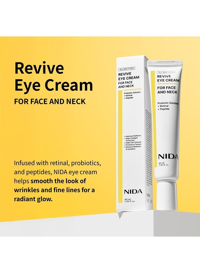 نيدا كريم عيون من ريڤايف للوجه والرقبة | محلول بروبيوتيك، ريتينال، ببتيد | التجاعيد، الخطوط الدقيقة، تجدد الخلايا، شد نسيج البشرة، بشرة مشرقة، احتفاظ بالرطوبة 40مل - Image 2