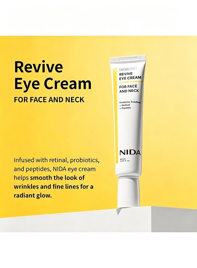 NIDA Revive Eye Cream For Face And Neck | Probiotic Solution, Retinal, Peptide | Wrinkles, Fine Lines, Cell Turnover, Firm Skin Texture, Radiant Skin, Moisture Retention 40ml - Image 2