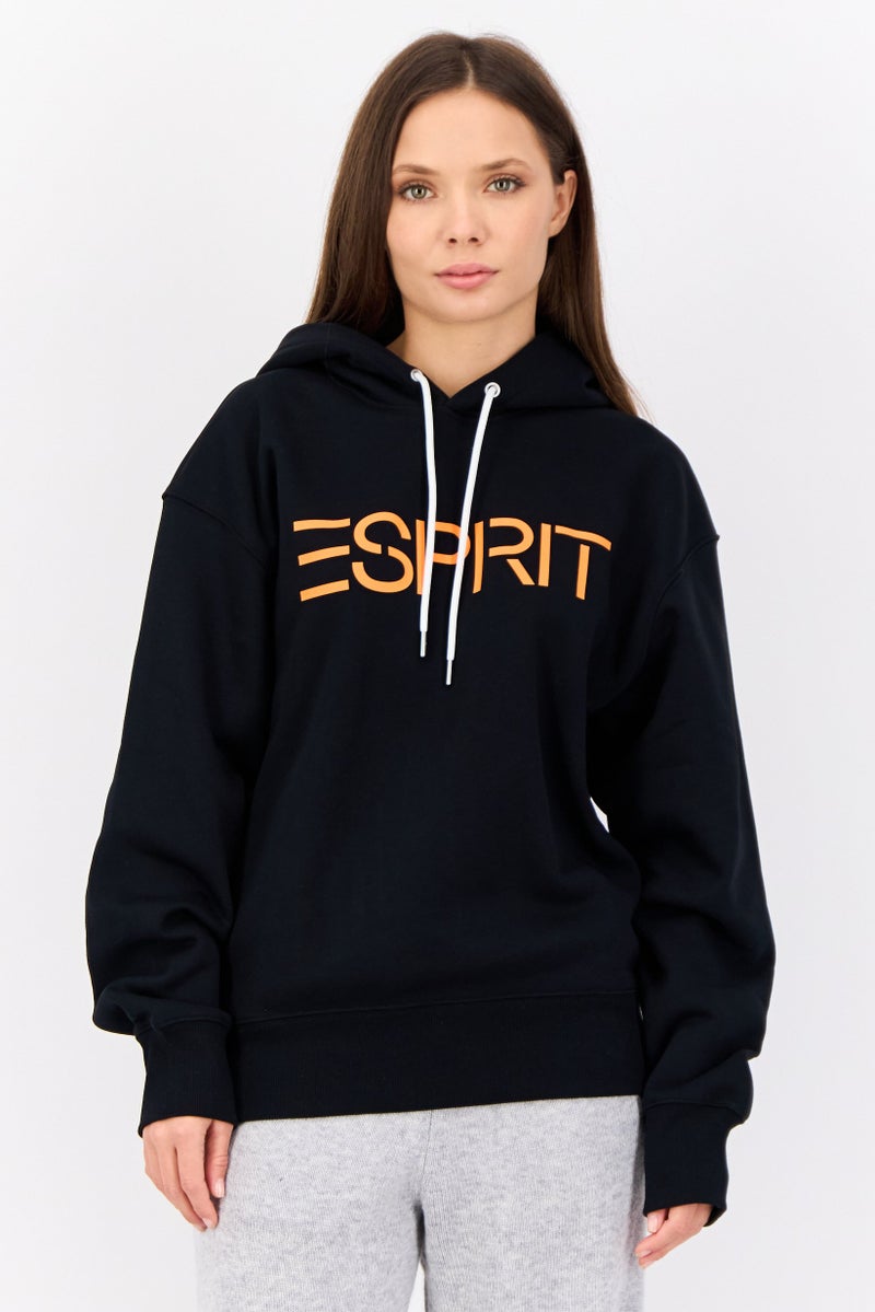 ESPRIT Women Brand Logo Hoodie, Black - Image 1