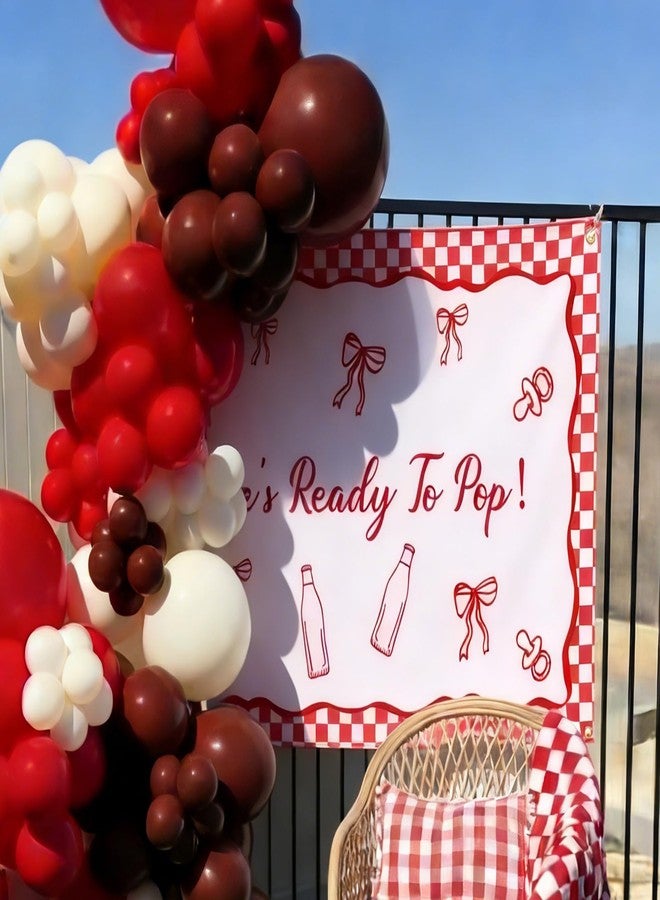 Batiyeer 181 Pcs She's Ready to Pop Baby Shower Decorations She's Ready to Pop Backdrop Red and White Balloons Arch Kit for Baby Shower Birthday Party Supplies - Image 5