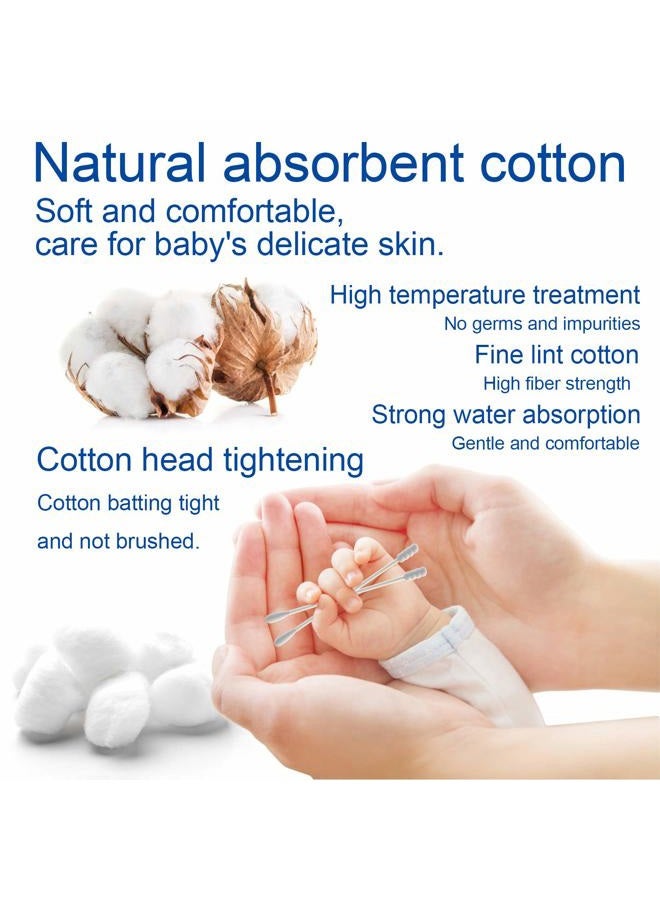 Aurasin Baby Cotton Swabs, Paper Sticks Cotton Buds for Baby Ear Nose Clean-200Pcs(Spiral & Round) - Image 2