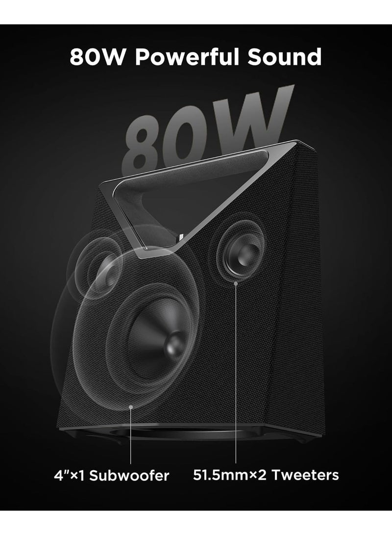 BUGANI Brief Plus Bluetooth Speaker Portable 80W, 12H Long Playtime, Bluetooth Broadcast 100+ Connection, Supports AUX/USB, Outdoor Speaker for Camping, Beach, Party - Image 3