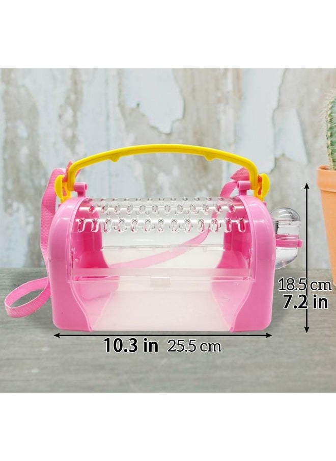 Kathson - Hamster Cage Travel Carrier Portable Cage With Water Bottle Outgoing Cage And Adjustable Strap Pet Cage For Small Pet Hedgehog Sugar Glider Squirrel Mice（Pink） - Image 1