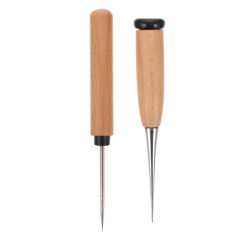 Leatherworking Tools, Ergonomic Wooden Handle Awls for DIY Crafting and Sewing - Image 1