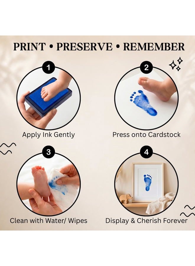 ReignDrop Ink Pad For Baby Footprint & Handprint - Creates Impressive Long Lasting Keepsake Stamp for Infant & Kids. Smudge Proof, Easy to Wipe Off Skin, Safe & Gentle Acid Free(Dark Blue) - Image 3