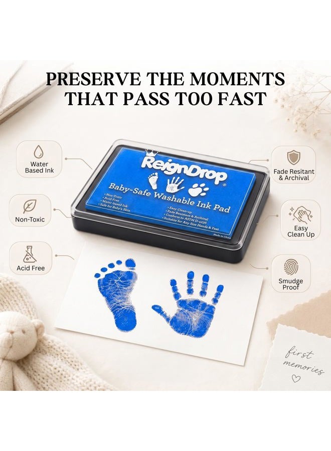 ReignDrop Ink Pad For Baby Footprint & Handprint - Creates Impressive Long Lasting Keepsake Stamp for Infant & Kids. Smudge Proof, Easy to Wipe Off Skin, Safe & Gentle Acid Free(Dark Blue) - Image 5