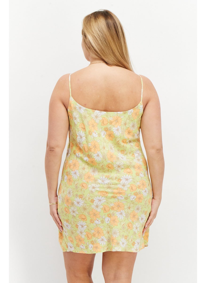 rvca Women Floral Mini Dress, Lime Combo  - Image 4