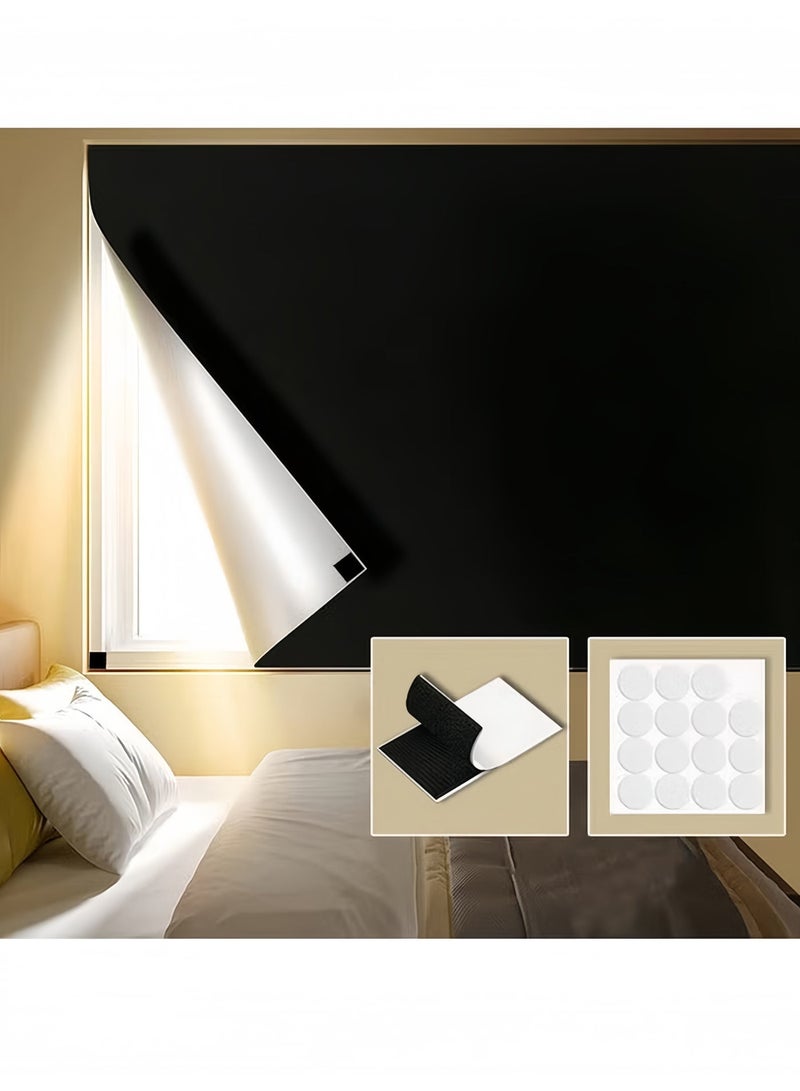 Portable Blackout Curtain DIY Cuttable - 420D Oxford Fabric Silver Coated Sun Shade, 100% Light Blocking UV Protection Thermal Insulated Window Cover, Self-Adhesive Velcro Curtain for Home Office - 150×200cm - Image 1