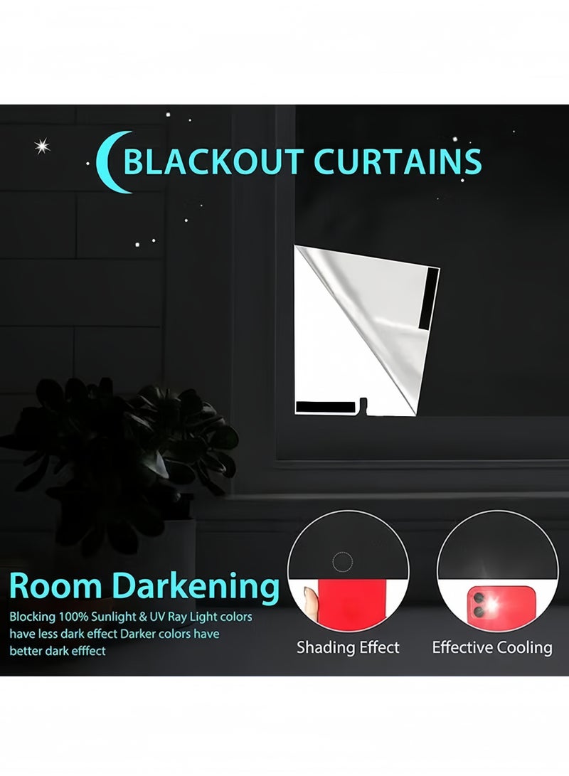 Portable Blackout Curtain DIY Cuttable - 420D Oxford Fabric Silver Coated Sun Shade, 100% Light Blocking UV Protection Thermal Insulated Window Cover, Self-Adhesive Velcro Curtain for Home Office - 150×200cm - Image 5