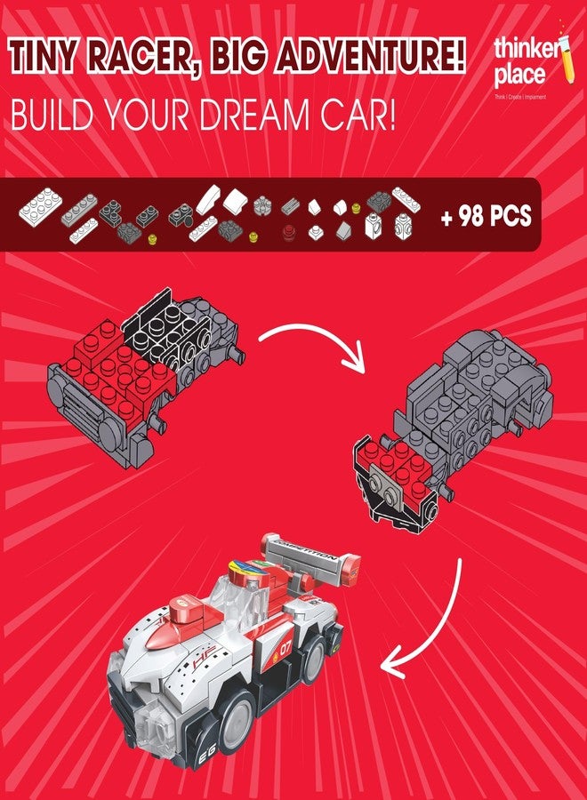 ThinkerPlace 8-in-1 Super Racing Car White Star (98 Pieces) | Learn About Speed | Building Block Set for Kids Age 6+ | STEM Educational Toy | Build, Collect & Create Robot | Science & Learning Toy - Image 2