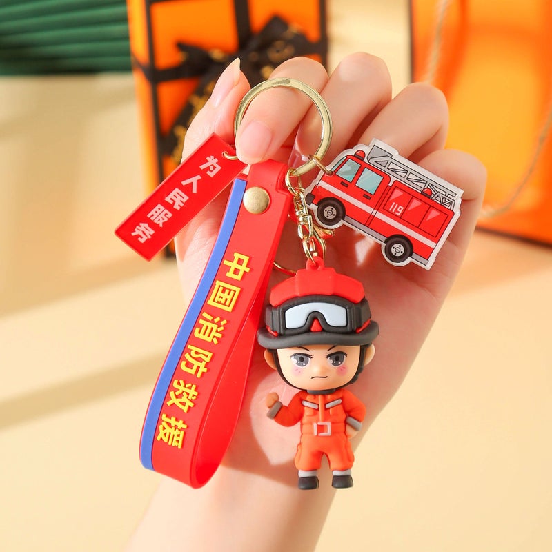 Army Day Cartoon Car Key Chain Tribute Holiday Gifts Fire Fighting Festival Activities Commemorative Promotional Gifts - Image 3